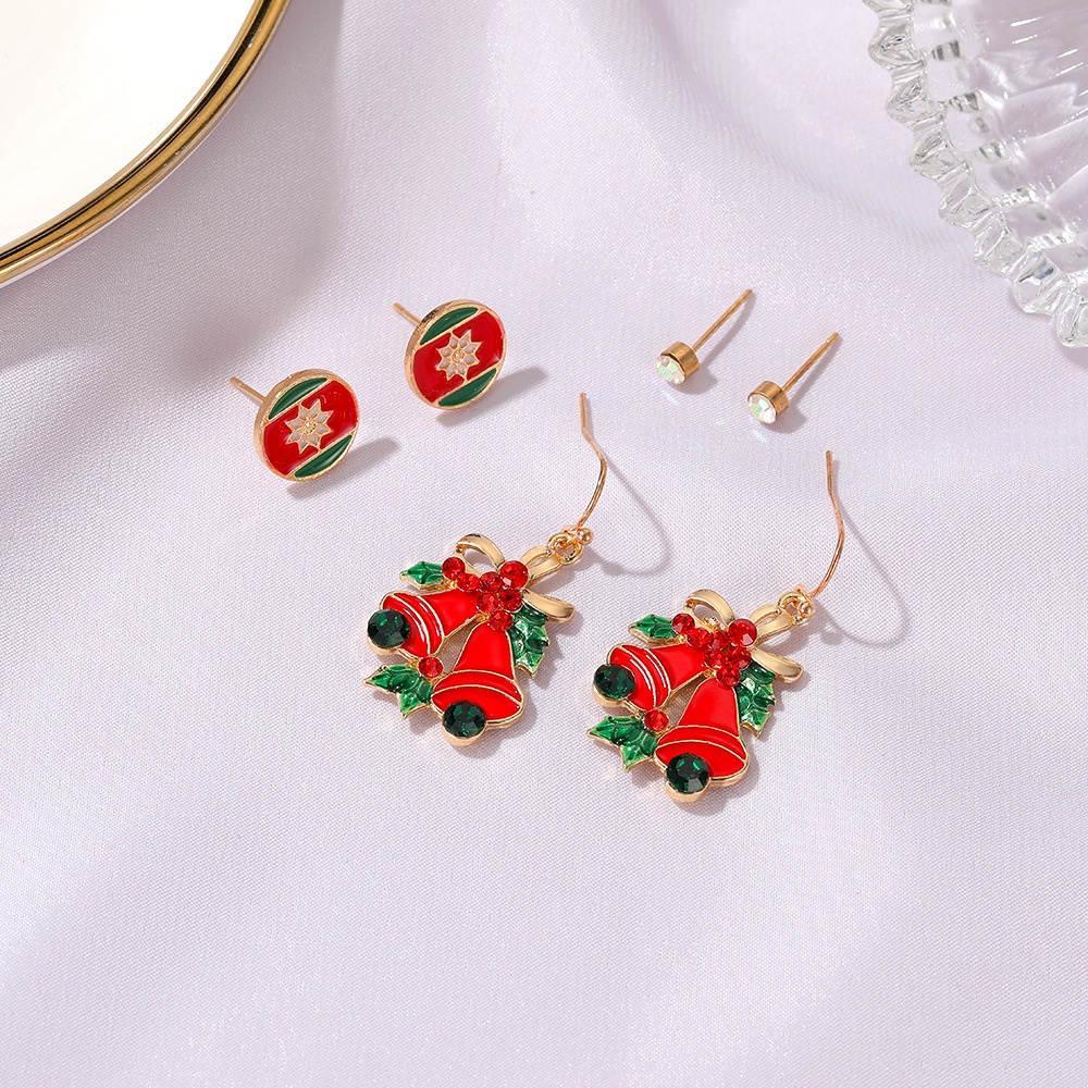 Lonceng Kartun Kreatif Natal Stocking Anting Wanita Set Anting Liontin Santa Lucu Hadiah Natal