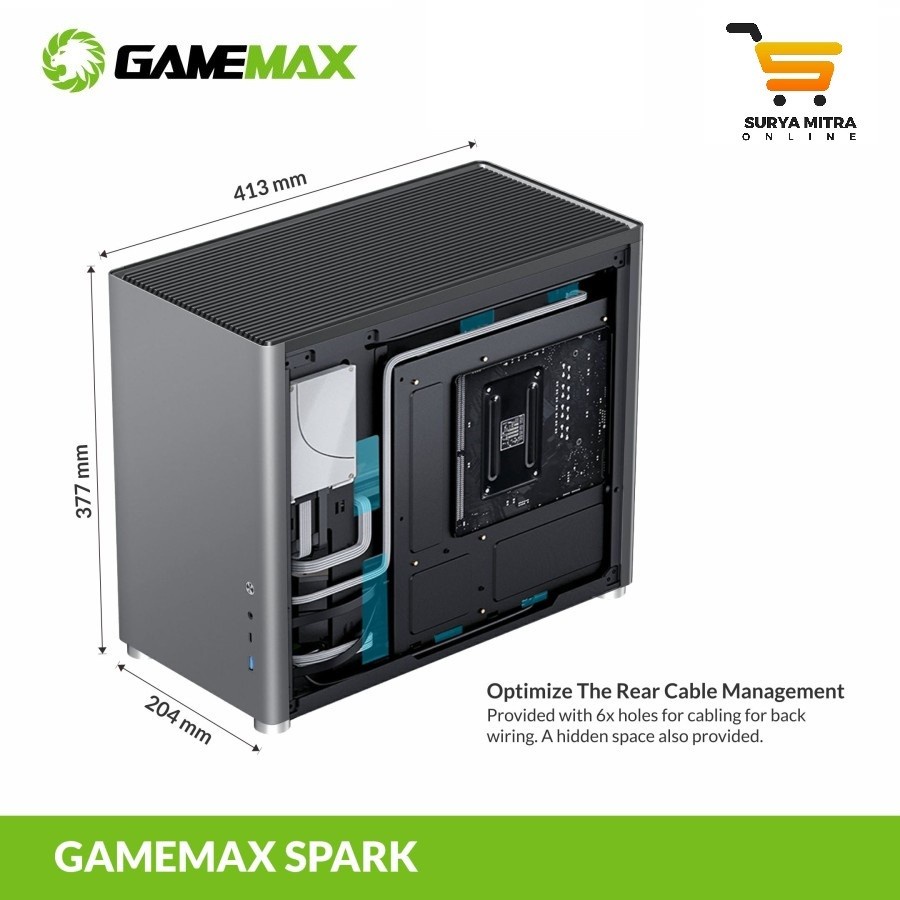 GameMax Spark Grey M-ATX Desktop Gaming Computer Case