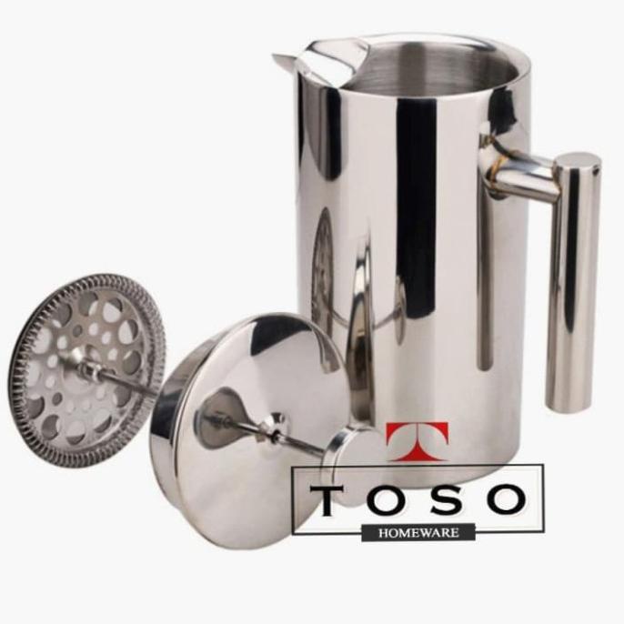 

[ COD ] Double Wall Coffee Plunger Stainless French Press Coffee Tea Pot 800ml TERMURAH Kode 956