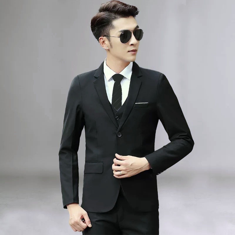 SETELAN JAS FORMAL HITAM RESMI KANTOR NIKAH PRIA SLIMFIT BAHAN HIGH TWIST PAKET LENGKAP 5IN1 ORIGINAL NIKAYU