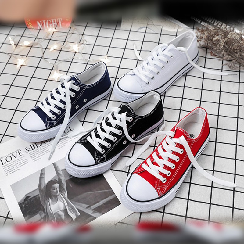 Sepatu Sneakers Kasual Pria Wanita Import Sepatu Tali Sekolah Kekinian Grosir Canvas Cewek Cowok COD Azgalery SPT-06