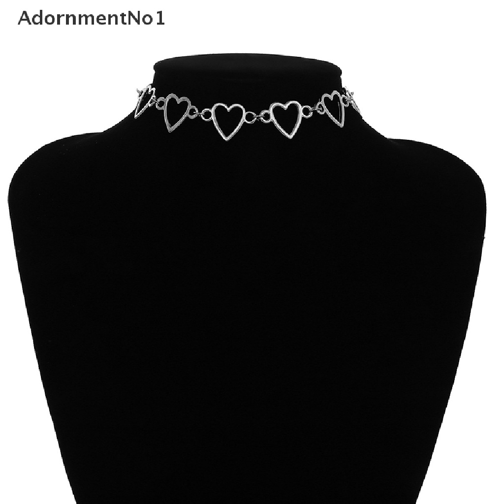 (AdornmentNo1) Kalung Choker Rantai Pendan Hati Hollow Gaya Punk