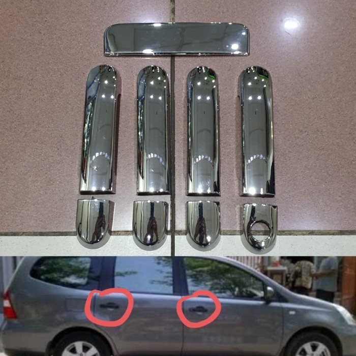 COVER HANDLE PINTU CHROME MOBIL GRAND LIVINA 2007-2018 1 LOBANG KUNCI