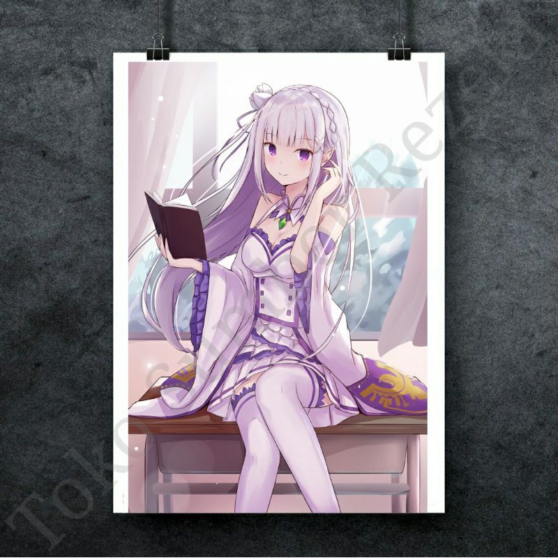 

Poster Anime Emilia Re Zero kara Hajimeru Isekai Canvas Paper A4 Art