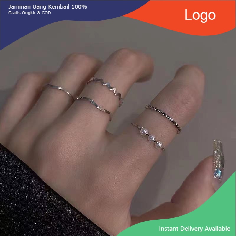[NEW] 5pcs Cincin/ SilverSet cincin OOTD / Cincin aesthetic Korea wanita goodthingsgoodmood