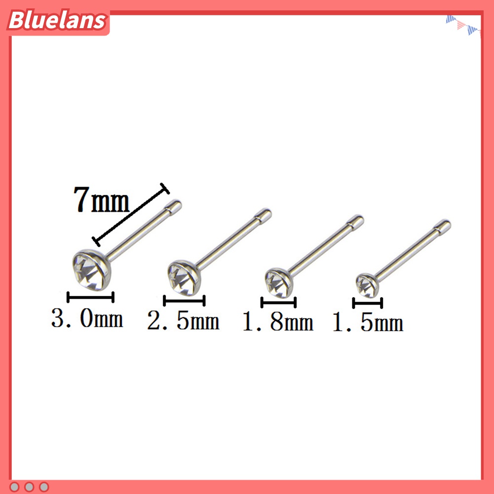 14pcs / Set Anting Tindik Hidung Bentuk C / O Aksen Berlian Imitasi Bahan Stainless Steel Untuk Unisex