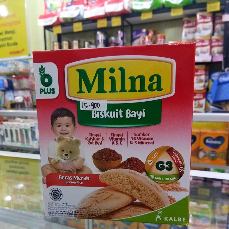 MILNA BISKUIT BAYI 6+ ORIGINAL, JERUK, PISANG, BERAS MERAH, KACANG HIJAU 130GR