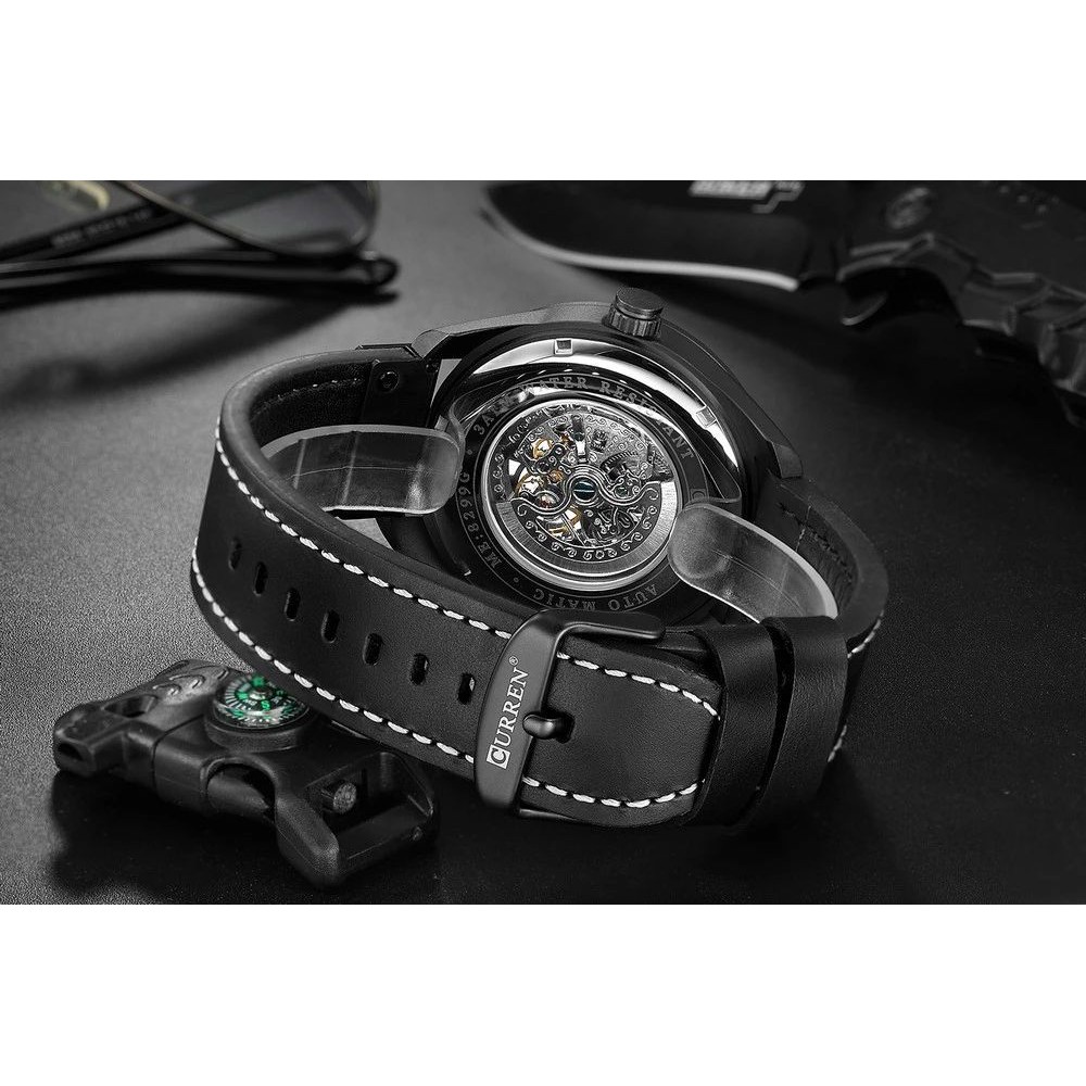 CURREN 8299 Jam Tangan Pria Automatic Analog Tali Kulit WATCHKITE WKOS