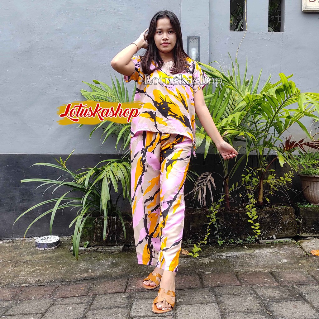 Babydoll Setelan Panjang Cowton Kayu-Marmer Coksu