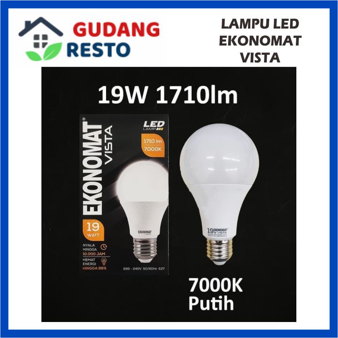 19W LAMPU EKONOMAT VISTA BOHLAM LED 19 W WATT 1710LM PUTIH 7000K BULB BOLA LAMPU TERANG MURAH