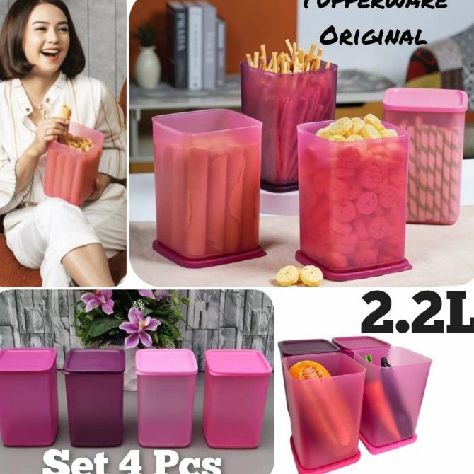 Tupperware Promo Toples Wadah Snack Kerupuk Keripik Kue Canister Set