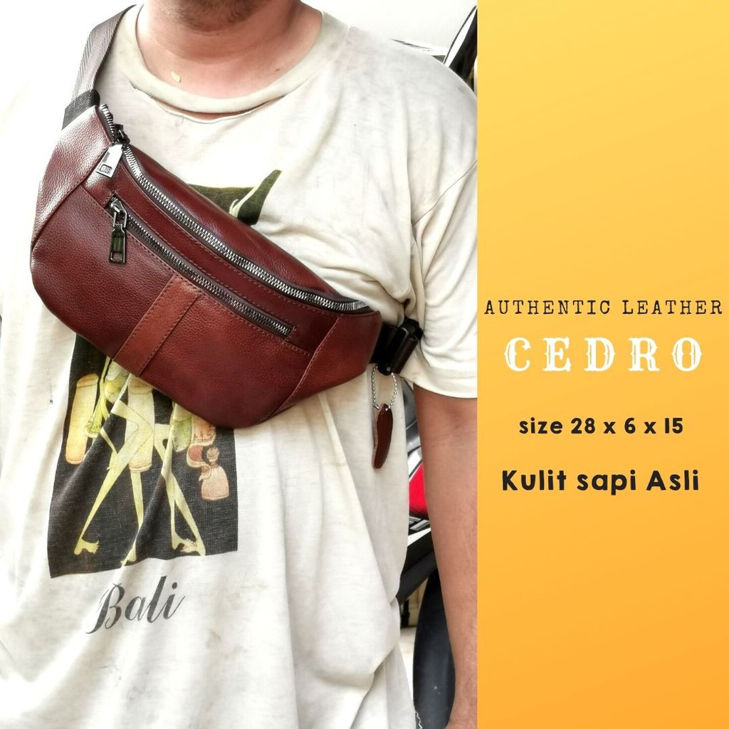 Tas kulit asli Pria Waistbag cedro Authenticc Leather