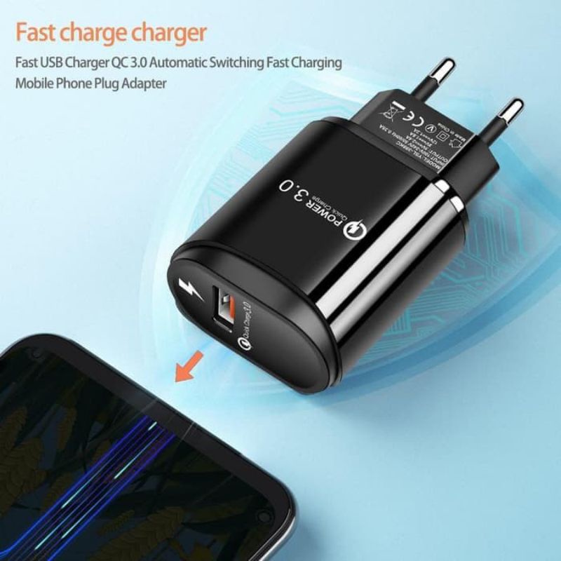 batok charger QC3.0 (5V3.1A,9V.1.8A,12V1.6A)