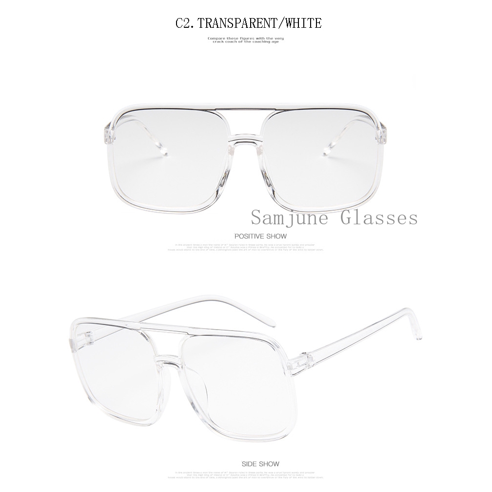 Kacamata Hitam Oversize Frame Kotak Gaya Vintage Retro Untuk Pria / Wanita