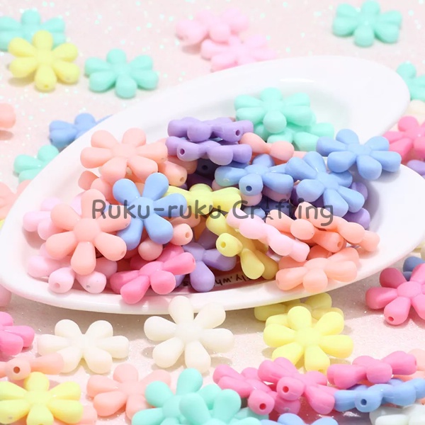 (15 Pcs) Manik Mote Bunga Pastel Bunga Daisy