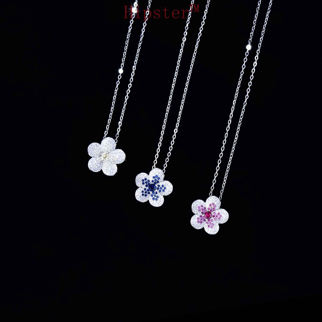 Flower Necklace Sapphire Pendant for Women