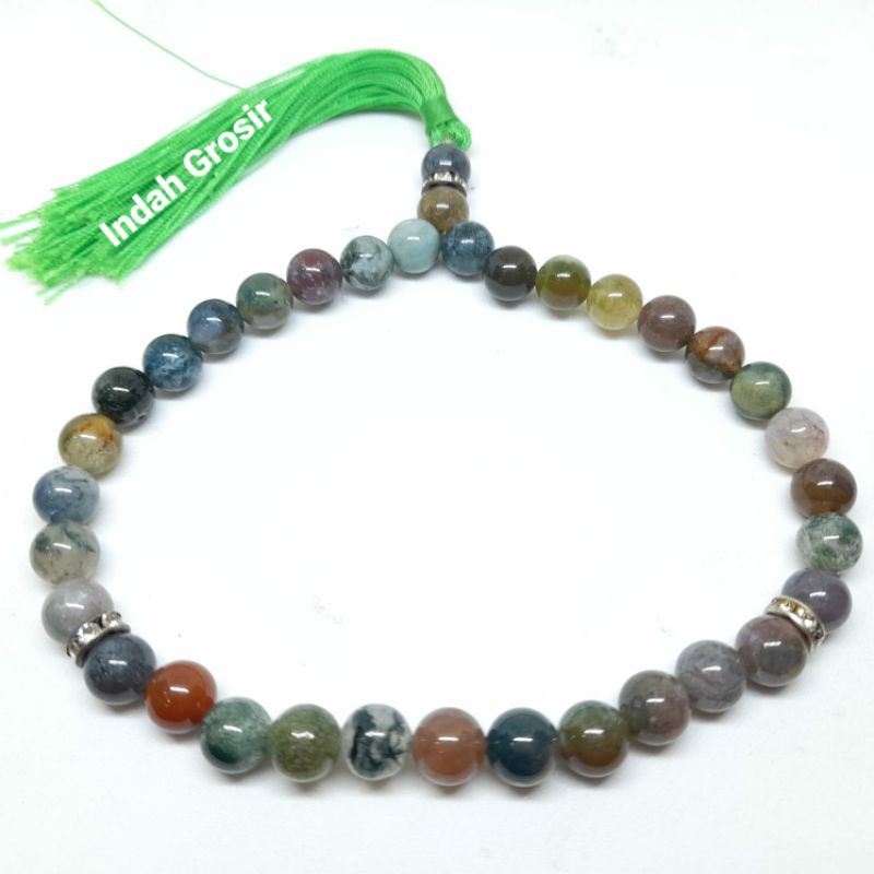 TASBIH BATU HIJAU AKI LUMUT SULIKI 8MM 33BUTIR ORIGINAL STONE