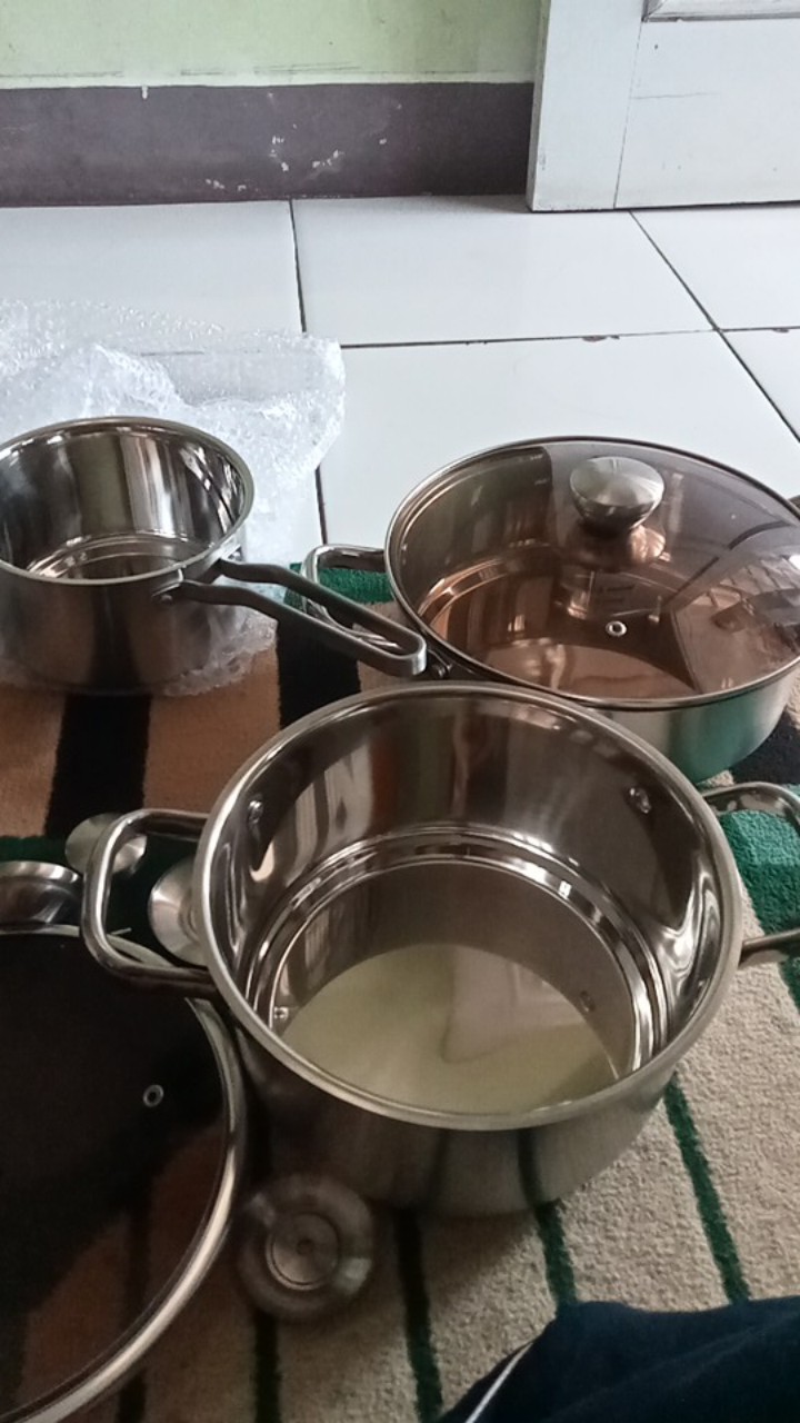 Es Set Panci Masak Stainless Steel Satu Set Isi Tiga Wajan Panci Murah Tahan Lama Set Alat Masak