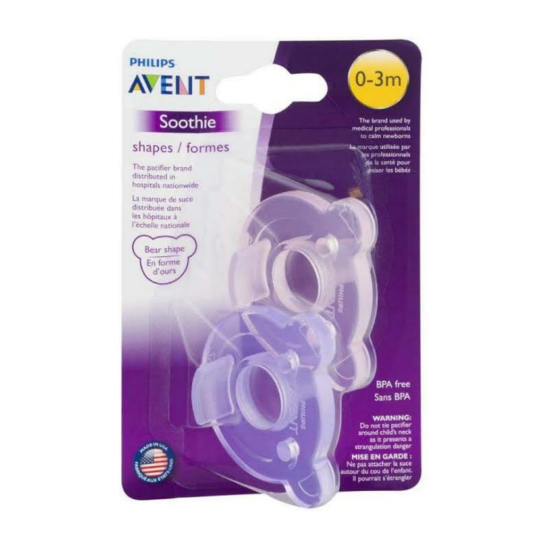 Original Philips Avent Soothie Bear Shape Pacifier 0-3m Pink-Ungu