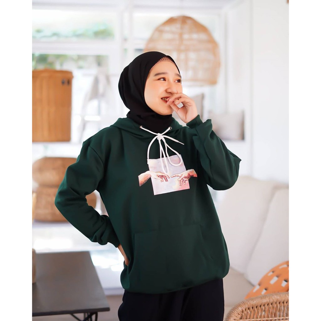 Sweater Wanita Hands Beludru Panas Musim Gugur Berkerudung Dingin Remaja Versi Korea Tren [COD]