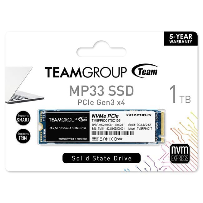 Team MP33 SSD NVMe M.2 / M2 1TB/1000GB - NVMe 1TB NAMPOLL GAN