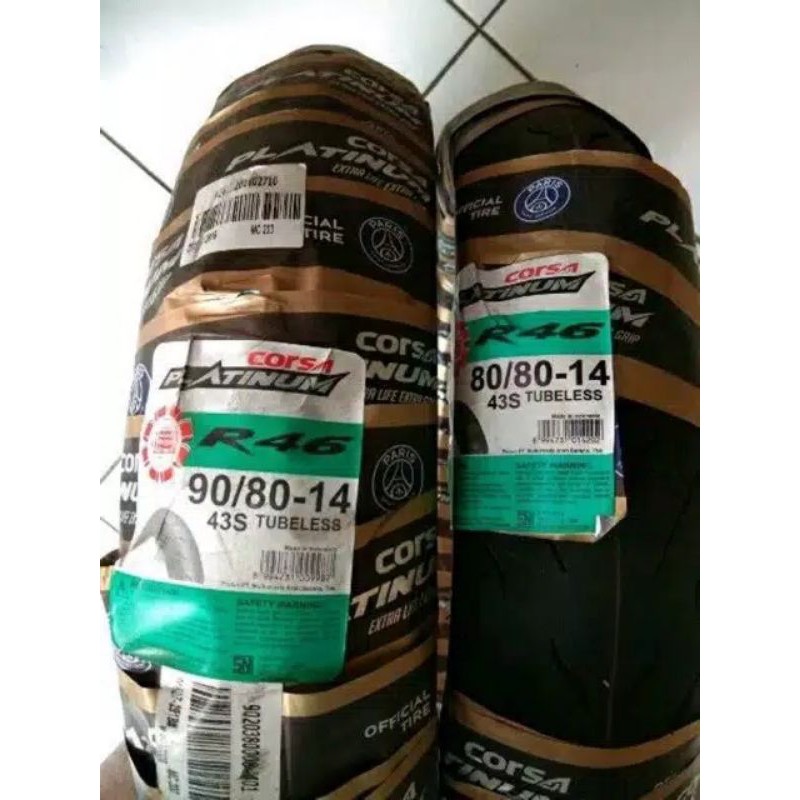 ban Corsa r46 ring 14 sepasang dpn/blkg ukuran 80-80/14 dan 90-80/14 soft compound
