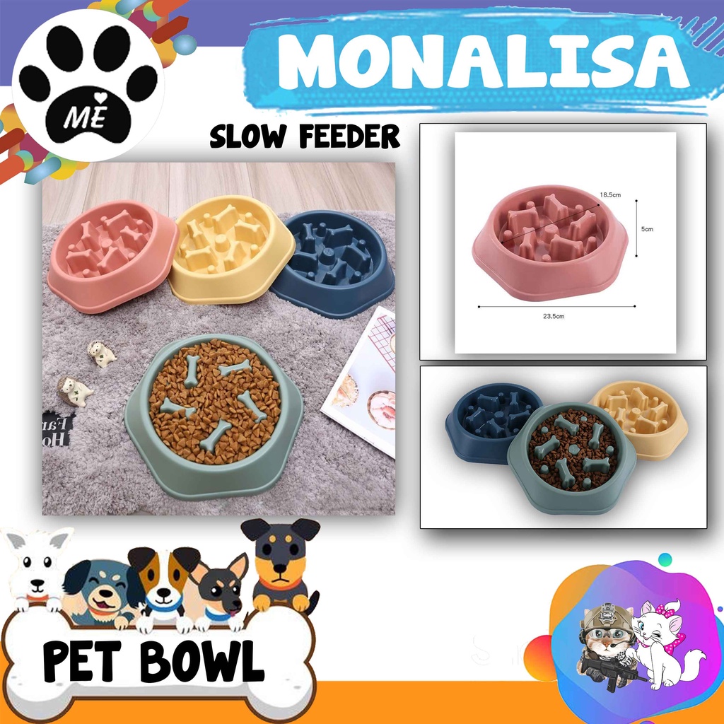 Pet Bowl Anti Slip &quot;SLOW FEEDER MONALISA&quot; Tempat Makan Anjing