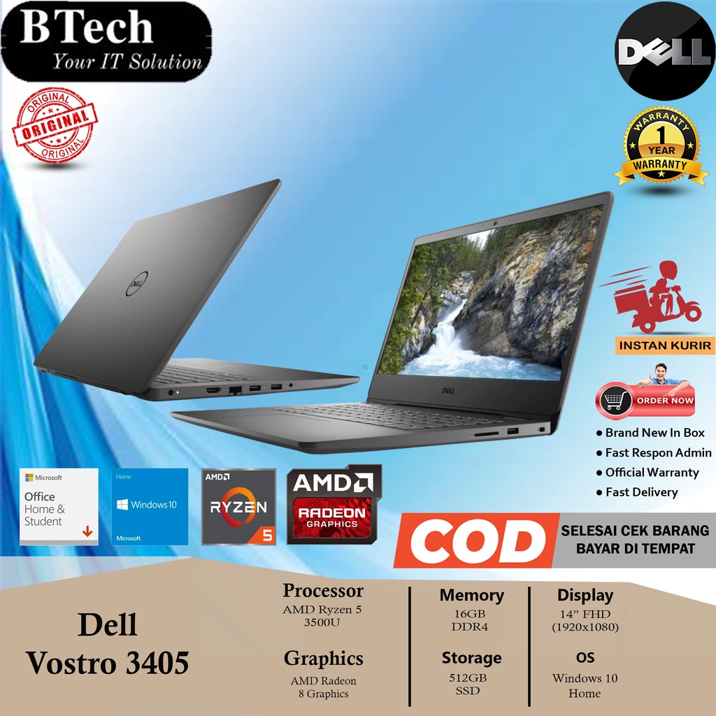 Dell Vostro 3405 AMD Ryzen 5 3500U 16GB 512GB SSD W10H+OHS 1 YR
