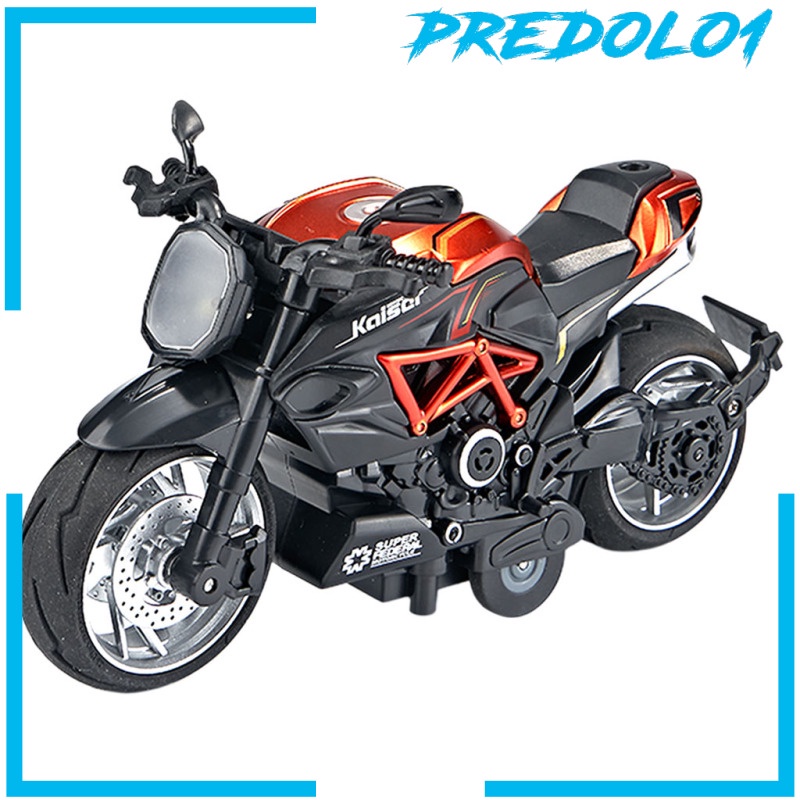 [PREDOLO1] Metal Diecast 1/12 Sport Motorcycle Model Pull Back Motorbike with Music Light for Boys Collection