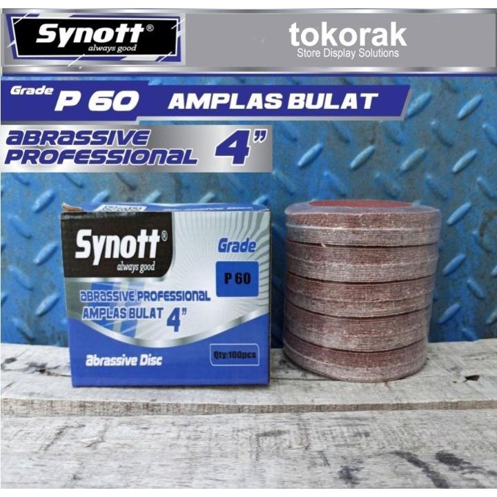 AMPLAS BULAT TEMPEL 4 INCH SYNOTT - VELCRO 60-80-100-120-150-180-220