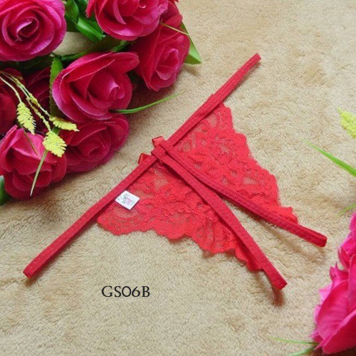 [BISA COD] UNDERWEAR WANITA G STRING OPEN CROTCH LACE MERAH GS06B