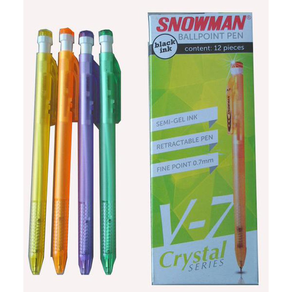 

PULPEN SNOWMAN V7 HITAM Isi 12 pcs