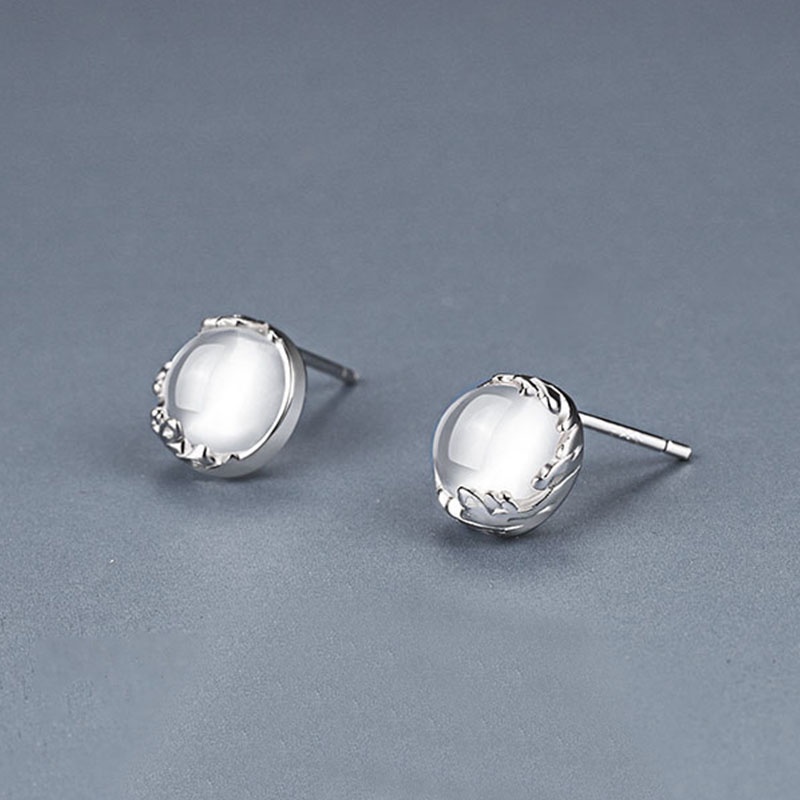 Anting Tusuk Sterling Silver 925 Dengan Batu Giok Hetian Natural Untuk Wanita