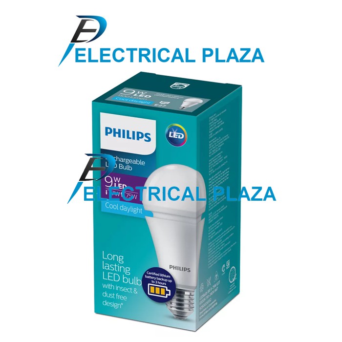 Philips LED [Emergency] 9W Putih Lampu Cas Emergensi Darurat Bulb 9 W Watt (Grosir) Buat Padam Mati