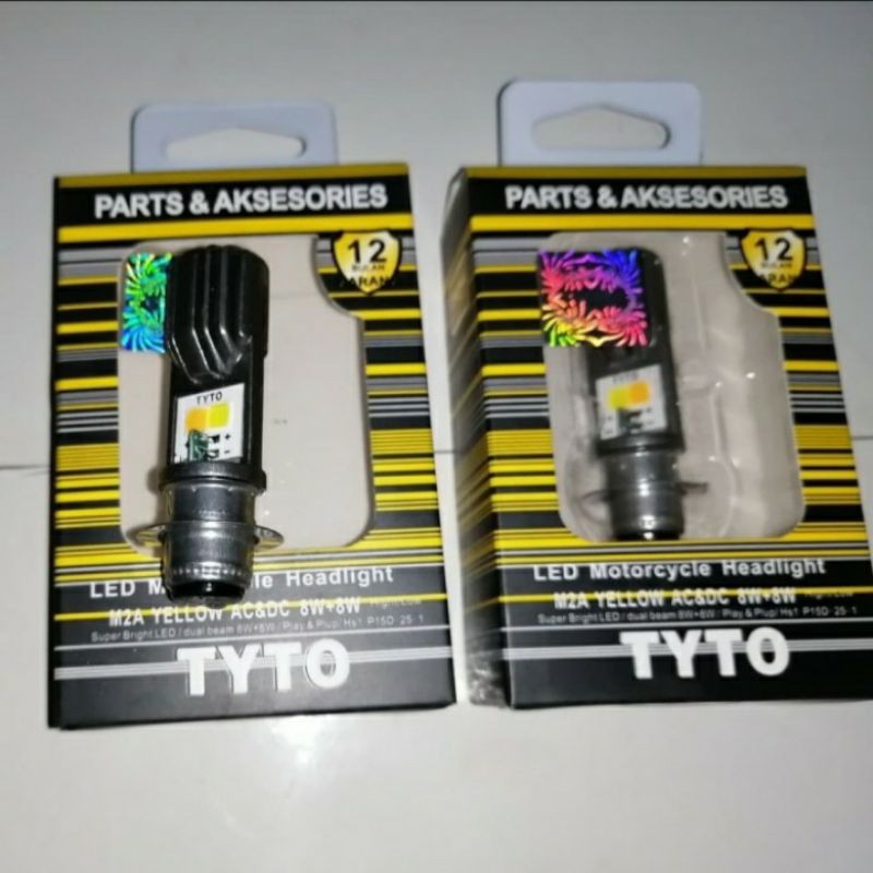 LAMPU DEPAN MOTOR MATIC BEBEK LED 2 SISI 2 WARNA KUNING_PUTIH