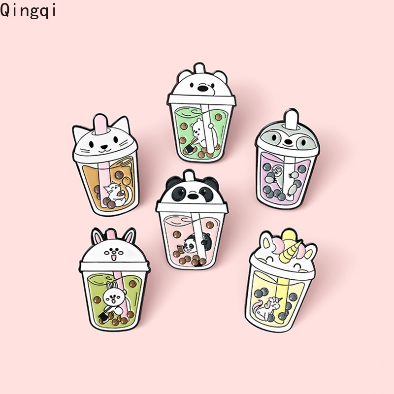 Bros Pin Enamel Desain Kartun Hewan Kungkang / Kucing / Kelinci / Kuda / Panda Aksesoris Wanita