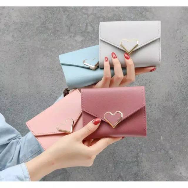SC✌ DL065 Dompet Wanita kartu koin Mini LOVE Fashion Wanita Kekinian Dompet Wanita Murah Import-4
