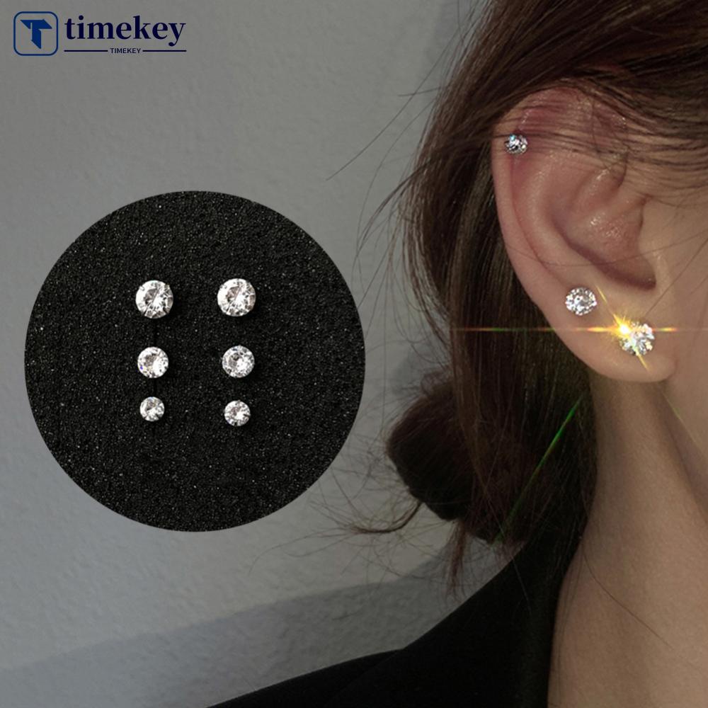 Timekey Anting Tusuk Hias Kristal Zircon Untuk Wanita A3K8