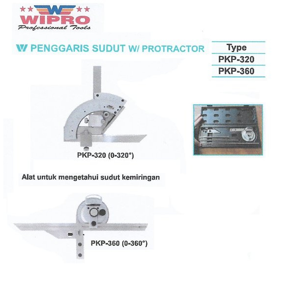

Penggaris Sudut Dengan Protractor 0-320 Derajat Wipro PKP-320