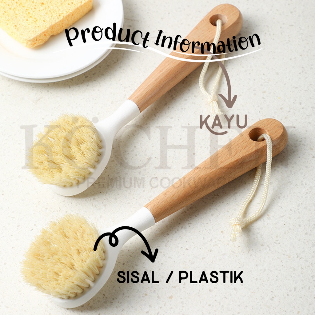 MYKOCHEN.INA Wooden Cleaning Tools Sikat Serbaguna Korea Aesthetic Minimalis Kitchen Brush Pot Cleaning Tool Diswashing Wood Brush Multifungsi Sikat Cuci Piring