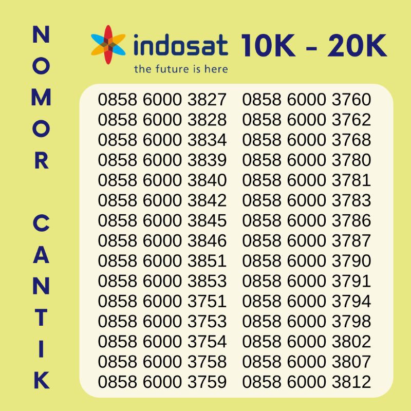 Nomor Cantik Indosat Seri 6000