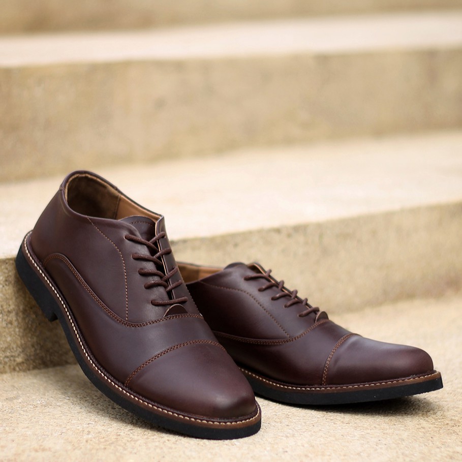 OXFORD BROWN (KULIT ASLI)|MNM x Kenzio| Sepatu Pantofel Pria ORIGINAL