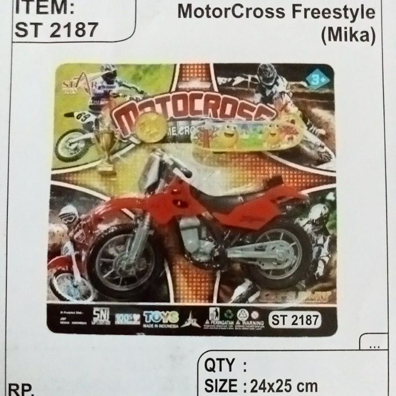 ST2187 Mainan Motor Cross Freestyle + Piala Medali + Skateboard Kemasan Press Mika 2187