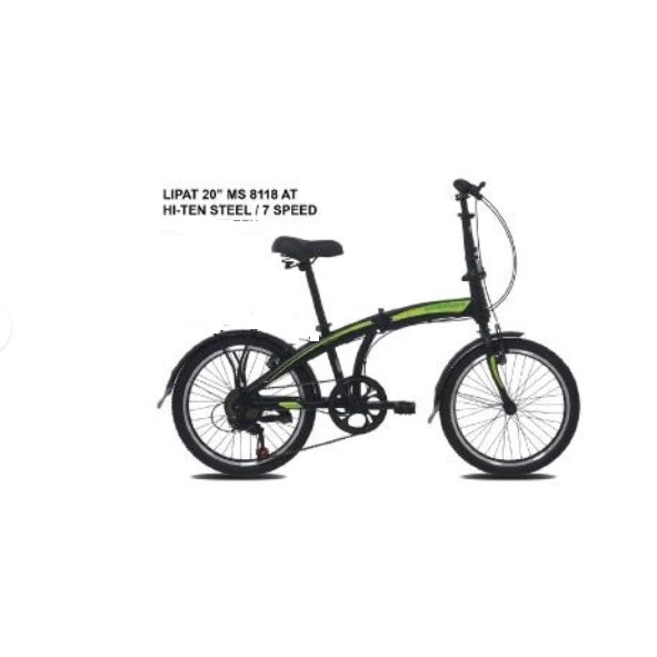 Sepeda Lipat 20 Inch Morison 8118 7 Speed Rims Alloy termurah murah Garansi SNI-Black Green