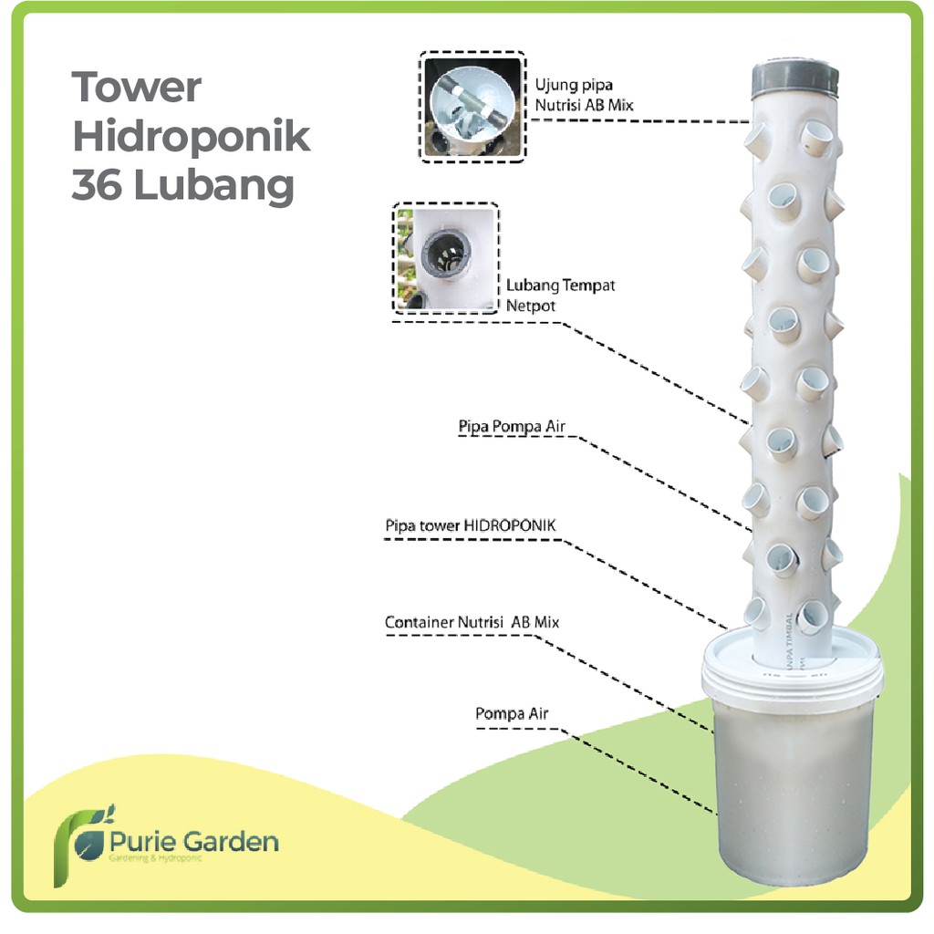 Tower Vertikal Hidroponik 36 Lubang PG KDR