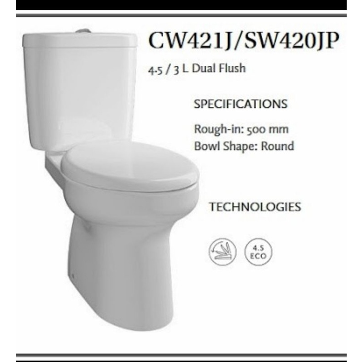 Closet duduk Toto cw421j/sw420jp ecoflush