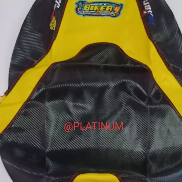 Kulit / Custom / Sarung jok motor X ride bahan KARBON ORIGINAL Hitam - Kuning