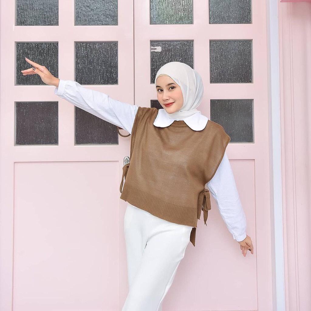 PROMO!!!!!!!!Rompi Tali Rajut Wanita Polos CREW neck Vest Knit Outer / OOTD ROMPI