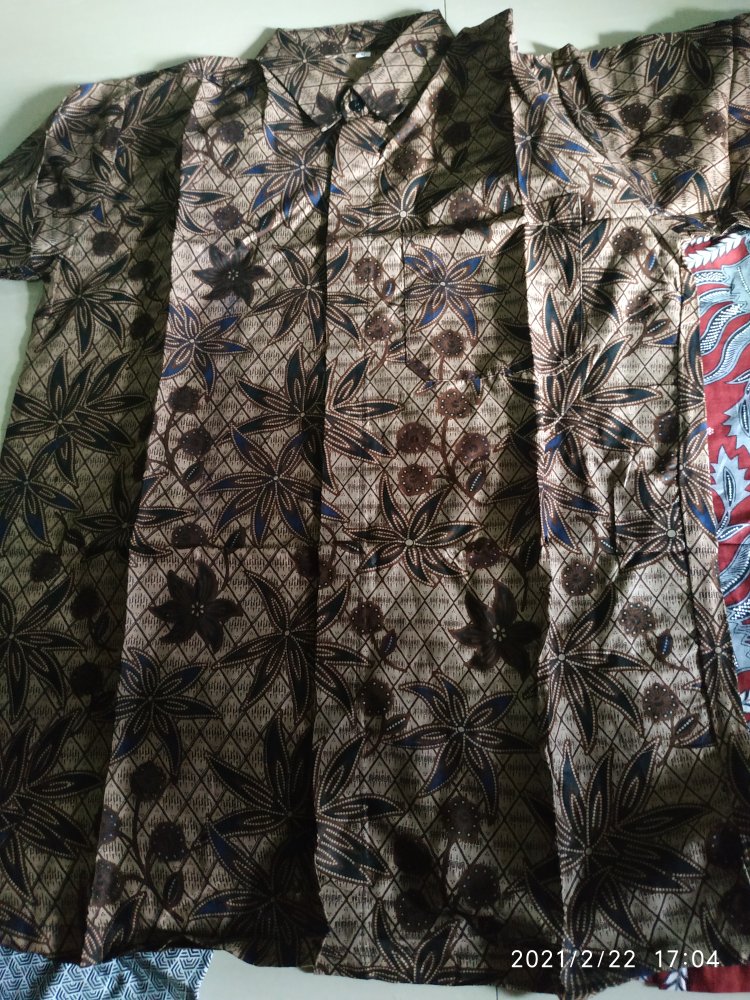 Bswart Batik Hrb026 Kenongo Hem Batik Manggar Coklat Kemeja Batik Pria