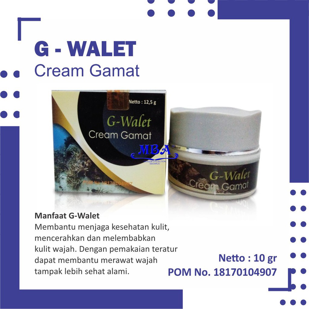 G Walet Cream Gamat - Krim Wajah G Walet (Merawat Kulit Wajah) Ori terdaftar BPOM